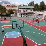 Εργασίες ελαιοχρωματισμού και διαμόρφωσης των γηπέδων των 2ου Γυμνασίου και 2ου Λυκείου Χαλκίδας.